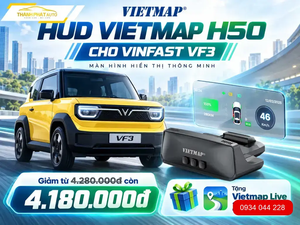 Anh Lộc lắp HUD Vietmap H50 cho VinFast VF3 tại Quận 9 để lái xe an toàn hơn