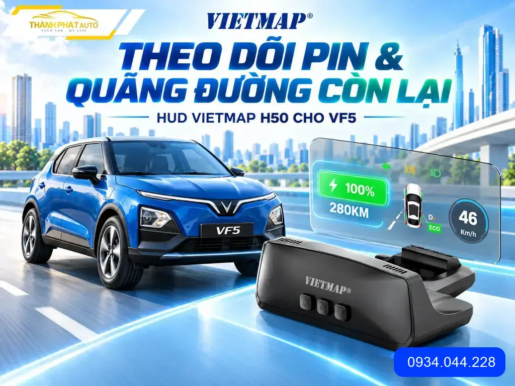Chị Thanh lắp HUD Vietmap H50 cho VinFast VF5 tại Quận 12 để lái xe an toàn hơn ảnh thực tế 3